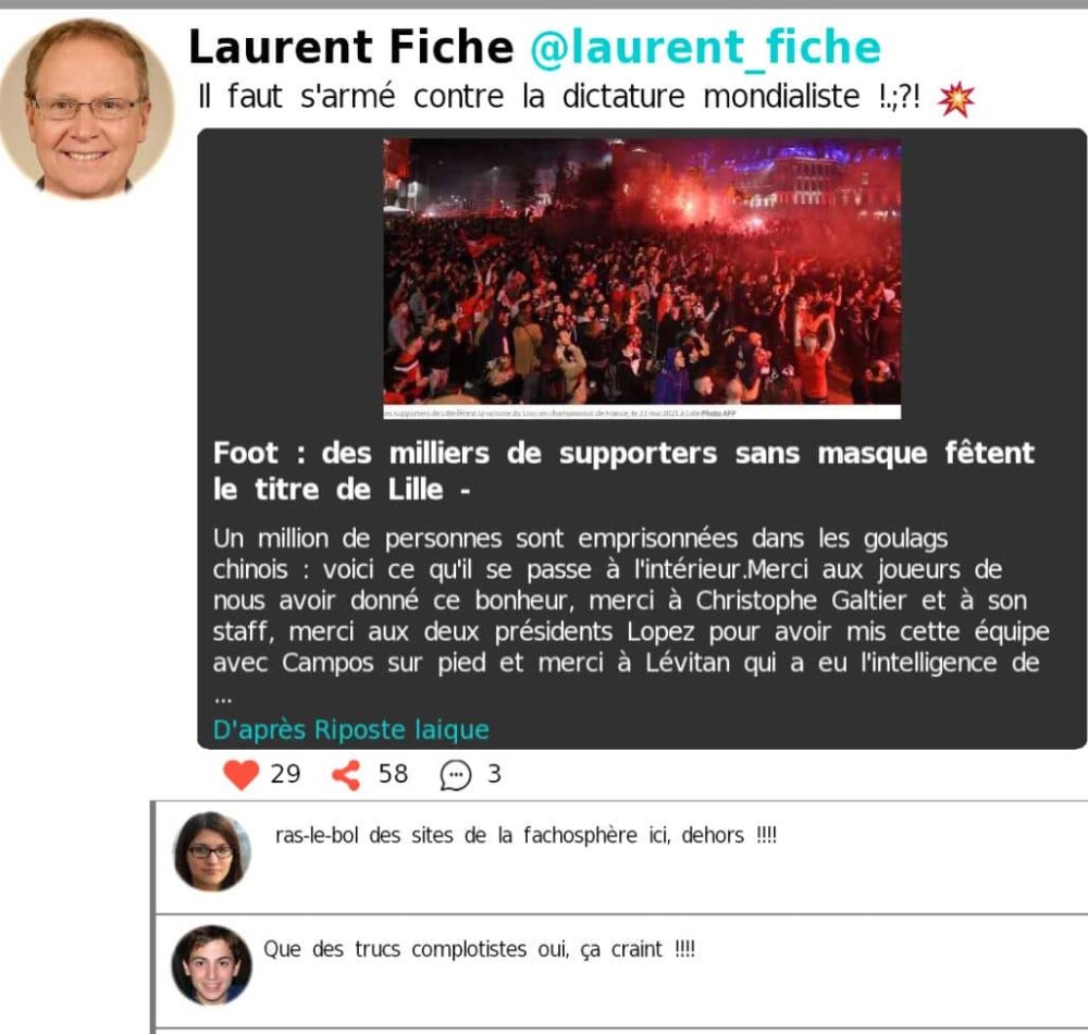 Interface réseau social weRfake